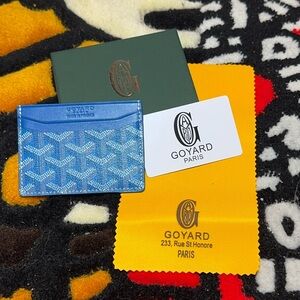 Blue and White Goyard Card Holder
